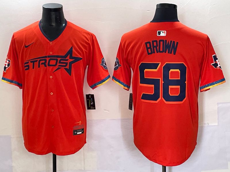 Men Houston Astros #58 Brown Orange Fourth generation Joint Name 2025 Nike MLB Jersey style 1